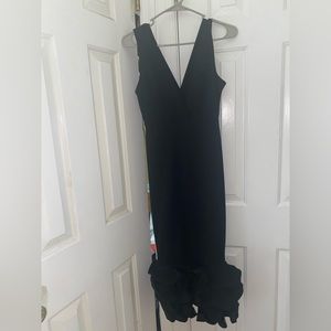 Forever 21- Black plunging ruffled hem dress